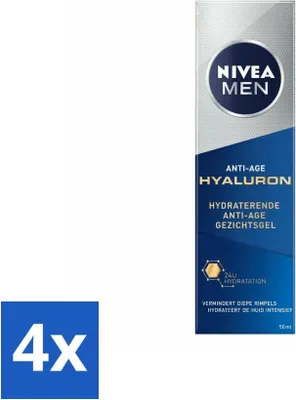Productafbeelding van NIVEA MEN - Anti-Aging - Hydraterende gezichtsgel met hyaluronzuur - 50 ml - Voordeelverpakking - 4 stuks