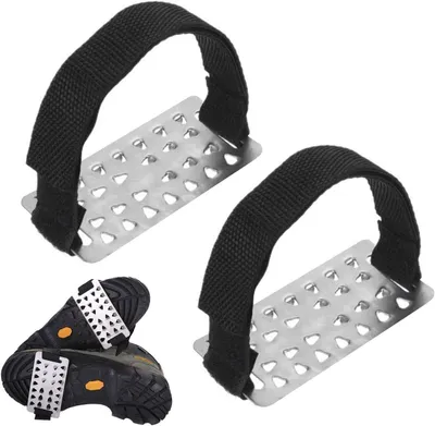 Productafbeelding van IJskrampons Schoenovertrekken - Antislip Schoenen - Veilig Lopen Buiten - Roestvrij Stalen Punten - 50 x 100 mm - Zwart