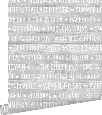 Produktbild von ESTAhome Tapete sommerliche Texte Grau 53 cm x 10.05 m
