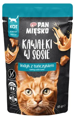 Zdjęcie produktu dla Pan Mięsko mokra karma dla kota Indyk z tuńczykiem Adult 85g