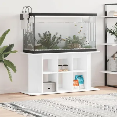 Produktbild von Aquariumständer 120x40x60 cm, Aquarienschrank aus Holzwerkstoff, Unterschrank für Aquarium mit Stauraum, Weiß