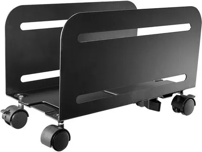 Immagine prodotto di Supporto regolabile per PC Unyqoos® con ruote – regolabile in larghezza, mobile e dotato di ruote bloccabili, ideale per computer desktop in ufficio e in casa