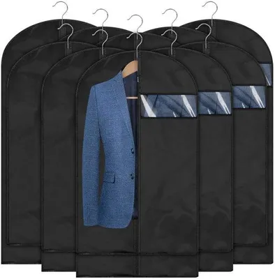 Immagine prodotto di Nero - Sacchetti in tessuto - 5 pezzi - Sacchetti per vestiti in tessuto resistente - Sacchetti portaoggetti - Organizer per armadio.