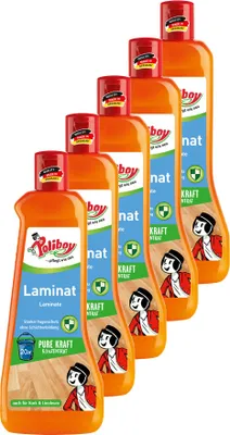 Produktbild von Poliboy Laminat Pflege Konzentrat 5er Set - 2,5L, Inhalt jeweils 500ml - reinigt kraftvoll und streifenfrei, mit Nässeschutzformel