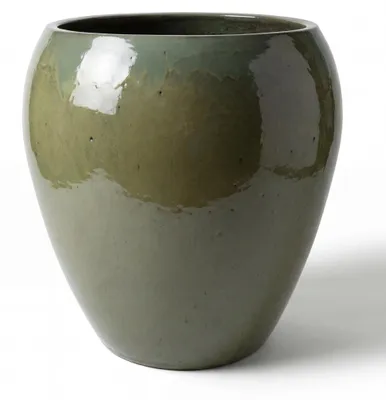 Produktbild von Provencelia Keramik Pflanzkübel Lafontaine Olive, Ø52 x H52 cm, frostbeständig, handgefertigt, glasiert, Outdoor, Garten, Terrasse, winterfest