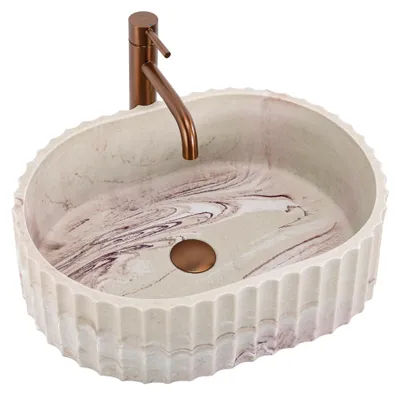 Immagine prodotto di Lavabo Da Appoggio Rea Margaret Gio Beige, Imitazione Pietra