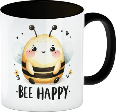 Produktbild von Biene Bee Happy Kaffeebecher in schwarz