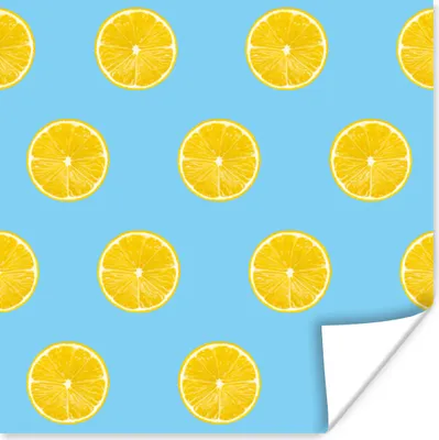 Produktbild von MuchoWow® Poster Zitrone - Muster - Obst 50x50 cm - Wohnzimmerdekoration