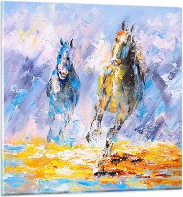 Produktbild von Bilder auf glas - Pferd Natur Tier - 50x50cm - Glasbilder - Wandbilder - Kunstdruck - zum Aufhängen bereit - Wanddekoration aus Glas - Glas Bilder - Wandbild auf Glas - Einteilig - GAC50x50-3434