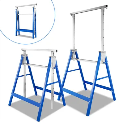 Produktbild von Eikuavons 2er Set Arbeitsbock 7-fach höhenverstellbar 80-130 cm Klappbock aus Stahl Blau