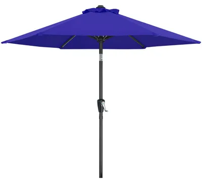 Image de Parasol réglable (230 cm de diamètre) avec 6 baleines et manivelle, pour terrasse, jardin, patio ou marché, bleu