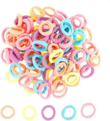 Produktbild von 100 Stück Mini Kinder Mädchen Elastische Haargummis Farbig Soft