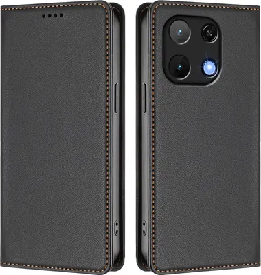 Obrázek produktu pro Kožené pouzdro pro Umidigi Note 90, magnetické flipové pouzdro zPolyuretankůže se stojánkem Černá