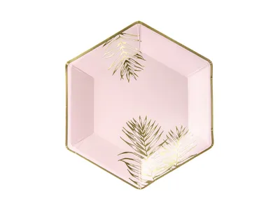 Immagine prodotto di Piatto di carta con foglie 23 cm oro rosa, set di 6 pezzi