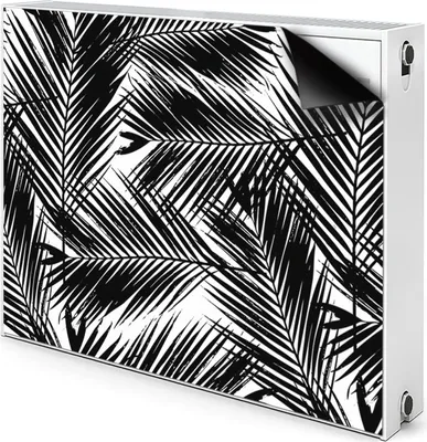 Produktbild von Magnet Heizkörperabdeckung Heizkörperverkleidung Verkleidung Abdeckung 110x60 cm  - Schwarz, Blätter, Palmen