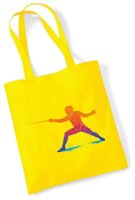 Produktbild von Huuraa Jutebeutel Fechten bunte Silhouette 10 Liter Yellow Baumwolle Tasche Geschenkidee