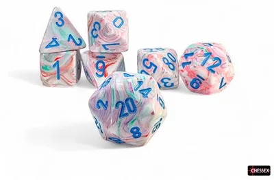 Produktbild von Chessex Würfelset Festive Pop Art blau 7 Stück Mega-Hedral