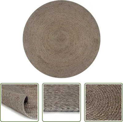 Produktbild von The Living Store Teppich Handgefertigt Jute Rund 90 cm Grau