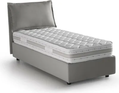 Produktbild von Einzelbett Penelope, Containerbett mit Stoffbespannung, 100%  Italy, Frontöffnung, mit Matratze Cm 90x190 enthalten, Grau