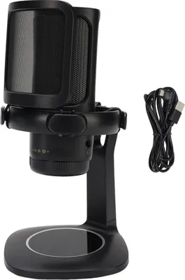 Obrázok produktu pre Herný USB mikrofón pre PC, kardioidný polárny vzor, stolný RGB kondenzátorový mikrofón s pop filtrom, streamovanie, podcasting