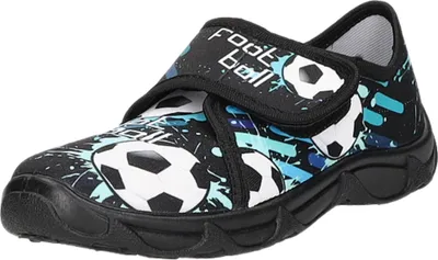 Produktbild von Sneakers Kinder-Jungen-Hausschuh Fußball Schwarz-Weiß-Mehrfarbig, Farbe:schwarz, EU Größe:33