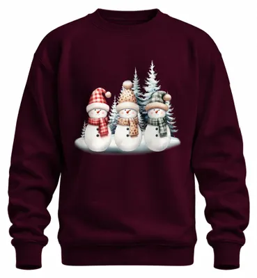 Immagine prodotto di Pupazzi di neve - Regalo di Natale Maglione di Natale Unisex, Borgogna, 3XL