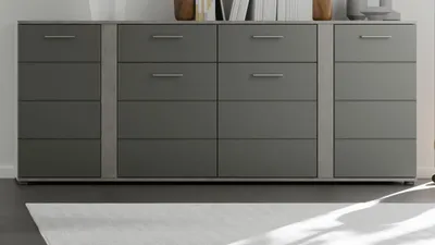 Produktbild von Sideboard "Bailey" grau matt und Matera grau Wohn- und Esszimmer Kommode 200 cm