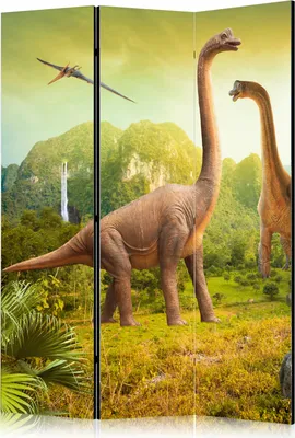 Produktbild von 3-teiliger Doppelseitiger Vlies Paravent - Dinosaurs 135x172 cm Für Kinder g-C-0164-z-b