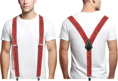 Imagen del producto de Correa para pantalones de felpa, forma en Y, ajustable hasta 120 cm, color rojo, para hombre