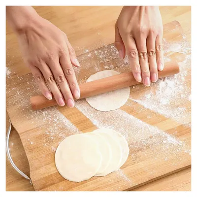 Produktbild von 2 Stück Nudelholz, 30 x 3 cm Teigroller aus Holz für das Backen