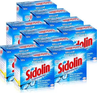 Produktbild von Sidolin Brillen Putztücher 50 stk. Tücher - Reinigt extra gründlich (10er Pack)