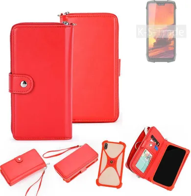 Produktbild von K-S-Trade 2in1 Schutzhülle Portemonnee Handyhülle mit Bumper kompatibel mit Blackview BV9700 Pro Hülle Case Etui Geldbörse Smartphone rot (1x)