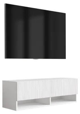 Produktbild von TV-Schrank mit geriffelter Front, Mattweiß, 100 × 32 × 33,6 cm