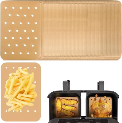 Imagen del producto de Papel de horno para freidoras de aire, rectangular, 200 unidades, compatible con freidoras de aire Ninja, para uso en la cocina