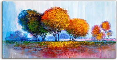 Produktbild von Coloray Glasbild 140x70  Wandbild Glasbilder Bäume malen künstlerischen Hintergrund