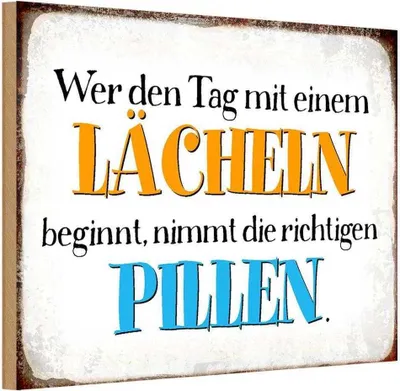 Produktbild von vianmo Holzschild 12x18 cm wer den Tag mit einem Lächeln Dekoration