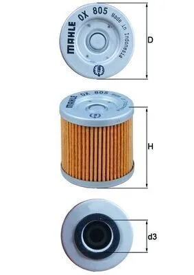 Produktbild von Ölfilter MAHLE OX 805 Filtereinsatz für HUSQVARNA MOTORCYCLE SM für DERBI MOTORCYCLES MULHACÉN