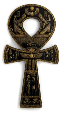 Produktbild von Ägyptische Ankh-Wandskulptur aus Kunstharz, Schwarz / Gold, 40,6 cm