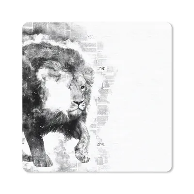 Produktbild von MuchoWow® Mauspad Mousepad Löwe - Zeitung - Schwarz - Weiß 30x30 cm - Mousepads - Maus Mat - Pad - Mausunterlage - Gaming