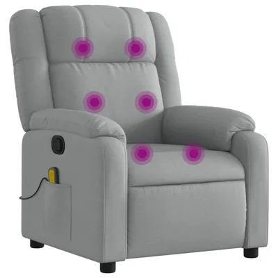 Produktbild von Massagesessel dkd-home-decor Hellgrau Stoff 77 x 95 x 99 cm mit 6-Punkt-Vibrationsmassage und manueller Liegefunktion bis 135 Grad