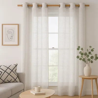 Produktbild von Gardine Vorhang Transparent Leinen Ösen 140x250 Beige