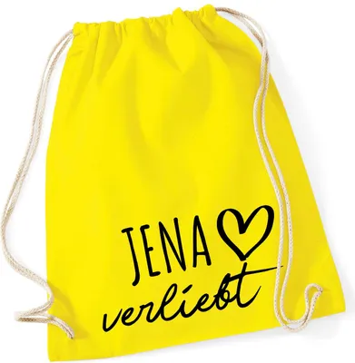 Produktbild von Huuraa Turnbeutel Jena verliebt 12 Liter Yellow Baumwolle Rucksack Geschenkidee