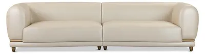 Productafbeelding van Bank voor 4 personen, wit, leder, klassiek design, hoogwaardige kwaliteit, exclusief comfort, elegant