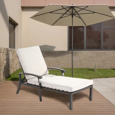 Produktbild von STILVORA Lounge Stuhl mit verstellbarer Rückenlehne und 5 Positionen, Gartenliege aus rostfreiem Aluminium und wetterfest, Liegestuhl mit Baumwollkissen und Kreuzgeflecht-Design, Beige