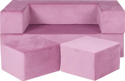 Produktbild von MEOWBABY® Dětská pohovka Gauč Dětský čalouněný nábytek Sada nábytku Látková pohovka sametová Miniaturní velikost, Cube, sametová, růžová
