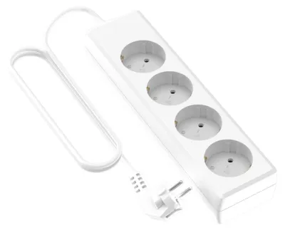 Produktbild von Mehrfachsteckdose, weiß, 4 Steckdosen, 1,4 m Kabel