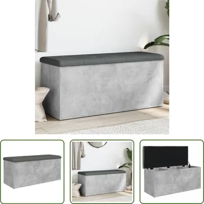 Produktbild von The Living Store Sitzbank mit Stauraum Betongrau 102x42x45 cm Holzwerkstoff