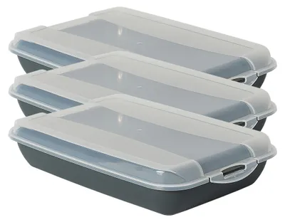 Produktbild von Novaliv 3er-Set Anthrazit Premium Aufschnittbox mit Transparentem Deckel, Frischhaltedosen für Wurst & Käse Maße 25x17x5 cm Kühlschrank Organizer Knäckebrotbox Wohnung must-have Küchen Gadgets