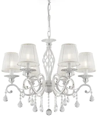 Produktbild von Casa Padrino Barock Kristall Kronleuchter Weiß mit Gold Ø 63 x H. 76-116 cm - Runder Barockstil Kronleuchter - Barock Wohnzimmer Kronleuchter - Edel & Prunkvoll