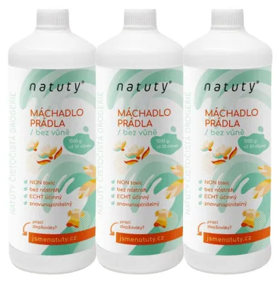 Imagen del producto de Natuty, suavizante para ropa sin perfume, 1 litro, pack económico de 3 unidades